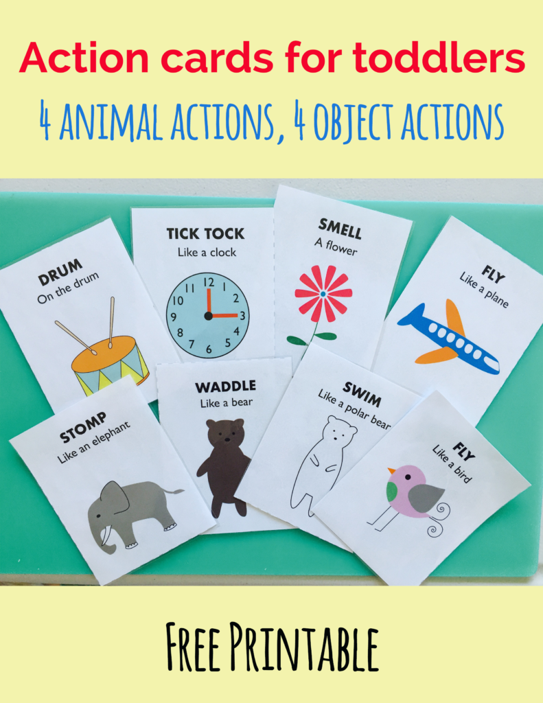 Free animal action cards, action cards for toddlers, animal action cards for toddlers, free action cards, free printable action cards, activities for toddlers, activities for one year old, activities for two year old, activities for 18 month old