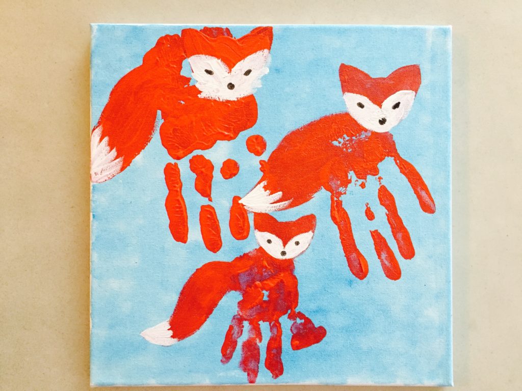 Family hand print, toddler art, toddler handprint art, toddler handprint, fox handprint art, toddler activities, father's day gift ideas, mother's day gift ideas