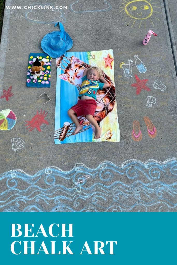Beach chalk art, chalk art, chalk art ideas, chalk play, toddler art, toddler activities, kids activities, picture idea, photo ideas for kids, photoshoot ideas, chalk activities for kids, kids party games, art for kids, art for toddlers