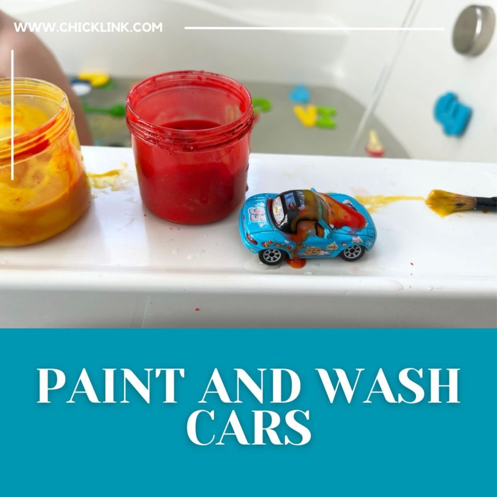 Paint and wash cars activity, car activities, car play ideas, car play, car themed activities, toddler activities, kids activities, kids play ideas at home, transportation activities, transportation play ideas